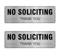 Señal de entrada No solicitar señal de aviso de metal de aluminio cepillado en pulgadas con texto negro negrita para recepción, entrada o mensaje de puerta para uso en ventanas