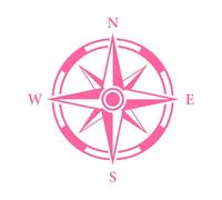 Señal de equipo vintage de navegación con viento rosa, flechas de dirección de aventura hacia el norte, sur, oeste y este. Calcomanías de grabado 54.6x55.3cm Varios tamaños Rosa
