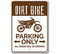Señal de estacionamiento de motos de cross, letrero de lata de 8 x 12 pulgadas