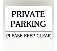 Señal de estacionamiento privado con texto en inglés "Please Keep Clear Driveway Reserved - Placa de metal de aluminio de 8 x 12 pulgadas