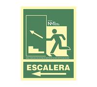 SEÑAL DE EVACUACIÓN "ESCALERA" SUP IZQ CLASE B (PVC 0.7MM) 22.4X30CM