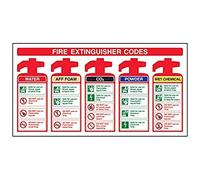 Señal de extintor de espuma VSafety Aff con códigos de extintor, horizontal, 375 mm x 200 mm, plástico rígido de 1 mm