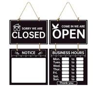 Señal de horas de trabajo - 56 x 24,8 cm Open Closed Board, pantalla de bienvenida suspendida, rústica de madera | Impresión visible transparente con diseño resistente para el gimnasio de la tienda
