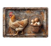 Señal de Huevos de gallina y Paneles Frescos de Pollo de 12x8 3D Funny inclres, Signos de Lata de Metal Vintage, Paneles de Pollo fáciles de Usar con Agujeros para la decoración de la Pared
