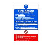 Señal de información sobre plan de acción contra incendios, señalización de seguridad contra incendios, letreros de puerta de incendios, aluminio de 3 mm para uso en interiores y exteriores (600 mm x