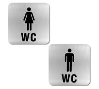 Señal de Inodoro Autoadhesiva - 2 Unidades de Placas de Baño para Mujer y Hombre - Acero Inoxidable - Ideal para Invitados, WC y Puerta