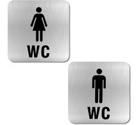 Señal de inodoro autoadhesiva, 2 unidades de placas de inodoro para mujer y hombre, placa de inodoro de acero inoxidable autoadhesiva, ideal para invitados, se puede utilizar en centros comerciales