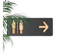 Señal de inodoro direccional - Señal de baño acrílico para hombre y mujer con flechas izquierda/derecha | cartel autoadhesivo de pared para empresas, hogar, oficina, restaurante, lavandería, centro