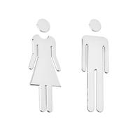 Señal de inodoro o baño, 1 par, placa para puerta, placa de baño, pegatina para hombre y mujer, autoadhesiva, de plástico ABS, impermeable y duradero para oficina, hotel, restaurante o hogar (20 cm)