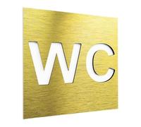 Señal de Inodoro, Símbolo de Inodoro, Placa de identificación General con Tablero Trasero suspendido, para Edificios de oficinas en la Calle(Gold,14 * 14Cm)