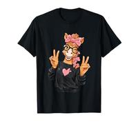 Señal de la Paz con diseño Pop de Horse Pony Girl, guiñando un Ojo, Doble Camiseta