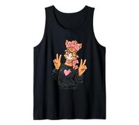 Señal de la Paz con diseño Pop de Horse Pony Girl, guiñando un Ojo, Doble Camiseta sin Mangas