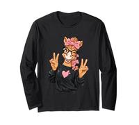 Señal de la Paz con diseño Pop de Horse Pony Girl, guiñando un Ojo, Doble Manga Larga