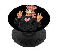 Señal de la Paz con diseño Pop de Horse Pony Girl, guiñando un Ojo, Doble PopSockets PopGrip Adhesivo