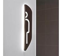 Señal de la puerta del baño, Letrero LED for baño, de acero inoxidable y acrílico, montado en la pared, 40 x 8 cm(B)
