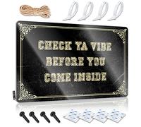 Señal de límite de cerveza Check Ya Vibe Before You Come Inside Letrero de lata para habitación de hombre para bar (20 x 30 cm)