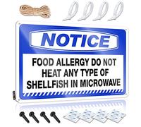 Señal de límite de cerveza con texto en inglés "Notice Food Allergy Do Not Heat Any Type Of Shellfish In Microondas", letrero de lata de café, letrero de metal divertido (20 x 30 cm)