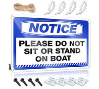 Señal de límite de cerveza, con texto en inglés "Please Do Not Sit Or Stand On Boat", letrero de lata para habitación de hombre (20 x 30 cm)