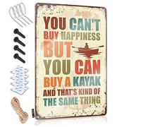 Señal de límite de cerveza con texto en inglés "You Can'T Buy Happiness But Can A Kayak" para habitación de hombre, letrero de lata para bar (30 x 40 cm)