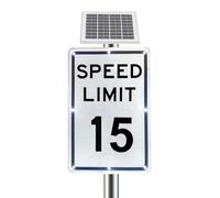 Señal de límite de velocidad alimentada por energía solar, señal de tráfico LED intermitente con película reflectante, 18 x 24 pulgadas, fácil de instalar para uso en exteriores, rango de velocidad de