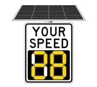 Señal de límite de velocidad con radar alimentado por energía solar y | Límites de velocidad ajustables, apto para 4 carreteras, tecnología de retroalimentación por radar, funcionamiento con