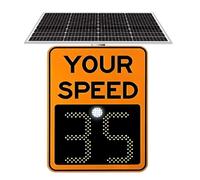 Señal de límite de velocidad con radar alimentado por energía solar y | Límites de velocidad ajustables, apto para 4 carreteras, tecnología de retroalimentación por radar, funcionamiento con