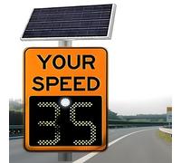 Señal De Límite De Velocidad con Radar Solar De 24 * 35/20 * 28 Pulgadas con Accesorios, Panel De Advertencia De Tráfico con Pantalla LED Y Alerta Automática Roja/Verde.(Yellow,24 * 35in)