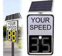 Señal de límite de velocidad de radar alimentada por energía solar con retroalimentación LED y control remoto, incluye accesorios para una mayor visibilidad y gestión del tráfico