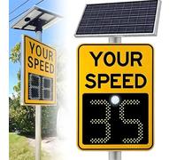 Señal de límite de velocidad de radar alimentada por energía solar con retroalimentación LED y control remoto, incluye accesorios para una mayor visibilidad y gestión del tráfico