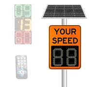 Señal de límite de velocidad de radar con energía solar, señal LED de retroalimentación con panel solar y control remoto, IP65 impermeable para seguridad de tráfico en carretera y calle, 23.6 x 35.4