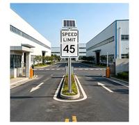 Señal de límite de velocidad LED solar de 18x24, señal de seguridad de tráfico intermitente activa de aluminio a prueba de herrumbre(SpeedLimit45)