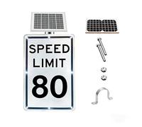 Señal de límite de velocidad LED solar de 18x24, señal de seguridad de tráfico intermitente activa de aluminio a prueba de herrumbre(SpeedLimit80)