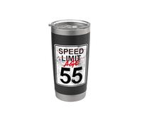 Señal de límite de velocidad para 55 años, diseño divertido de cumpleaños número 55 Vaso térmico de acero inoxidable de doble pared