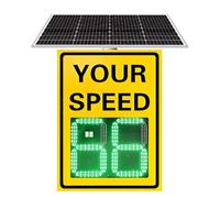 Señal de límite de velocidad por radar alimentada por energía solar con | Pantalla LED de medición de velocidad, tecnología de retroalimentación de radar, apto para 4 carreteras, admite límites de