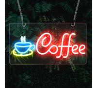 Señal de luz de neón café: Luz de neón de café, letreros luminosos, LED de neón con alimentación USB, iluminación LED de pared de neón para cafes, cubo, restaurante