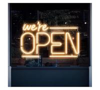 Señal de luz de neón Decoración de luz neón Arte Colgante para letreros Estamos Abiertos(Beige)