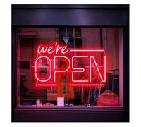 Señal de luz de neón Decoración de luz neón Arte Colgante para letreros Estamos Abiertos Negocio Regulable 40cmx25cm(Rojo)