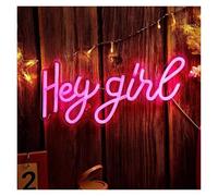 Señal de luz de neón Hey Girl, Letrero de neón con Interruptor Encendido/Apagado, luz Interior para decoración Pared estética del hogar
