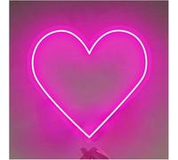 Señal de luz de neón Lámpara de Ambiente Relajante con letreros neón en Forma corazón, Luces Brillo Ajustable(C,30cm)