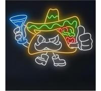 Señal de luz de neón Lámpara de Copa cóctel Ambiente Relajante Letreros neón Tacos Luces adecuadas(58cm)