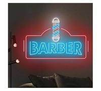Señal de luz de neón Lámpara de neón ambiental relajante con el logo una peluquería, iluminación y decoración pared