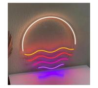 Señal de luz de neón Lámpara de neón con diseño atardecer para pared decoración artística para interiores dormitorio para fiesta 40cm x40cm(A)
