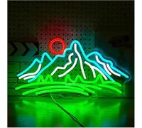 Señal de luz de neón Lámpara de neón con Forma montaña Que simula un Amanecer o Atardecer, para Decorar Paredes y Habitaciones(42X22cmA)