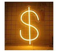 Señal de luz de neón Letras coloridas, iluminación interior, arte mural de neón con forma dólar estadounidense, letreros acrílicos logotipo