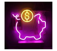 Señal de luz de neón Letras coloridas, iluminación interior, arte mural de neón con forma dólar estadounidense, letreros acrílicos logotipo