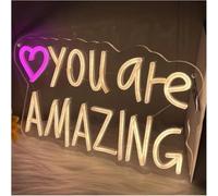 Señal de luz de neón Letrero de neón Eres increíble, con Interruptor Regulable, para Ideal para Estudio, 21,3 x 34,5 cm