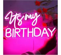 Señal de luz de neón Letrero de neón Es mi cumpleaños para decoración Pared con luz LED, 40 x 30 cm