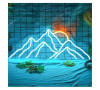 Señal de luz de neón Letrero de neón LED con forma montaña, luz nocturna para decoración del hogar amanecer y atardecer(Big)