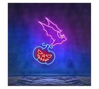 Señal de luz de neón Letrero de neón murciélago para calabaza con brillo ajustable 38 cm x 52(A)