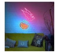 Señal de luz de neón Letrero de neón murciélago para calabaza con brillo ajustable 38 cm x 52(C)